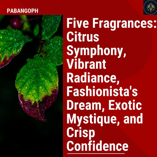 Five Fragrances: Citrus Symphony, Vibrant Radiance, Fashionista's Dream, Exotic Mystique, and Crisp Confidence